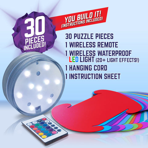 Geosphere™ 16" LED 30pc. Puzzle Lamp Kit & Wireless Remote, Rainbow