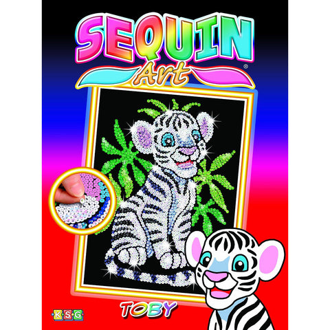 Toby the White Tiger Cub, Sequin Art® Red Sparkling Arts & Crafts Picture Kit
