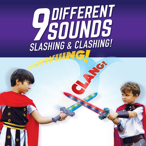 2-Pack GeoSword Dueling Play Swords with Movement-Activated LED Lights & Battle Sounds