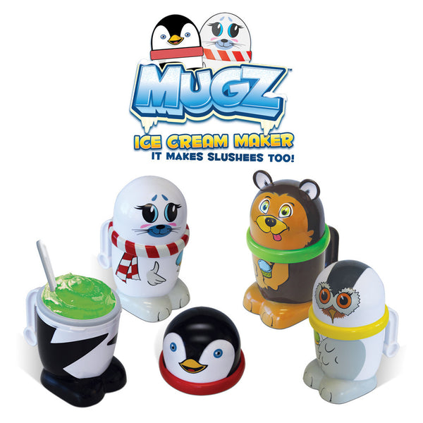 Set of 4 MUGZ Mini Ice Cream & Slushee Maker: Snowy Owl, Penguin, Grizzly Bear & Baby Seal