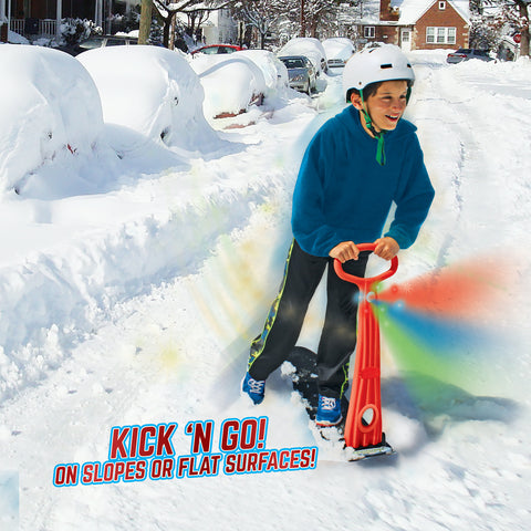 LED Ski Skooter Fold-up Snowboard Kick-Scooter for Snow Sports, Assorted Colors