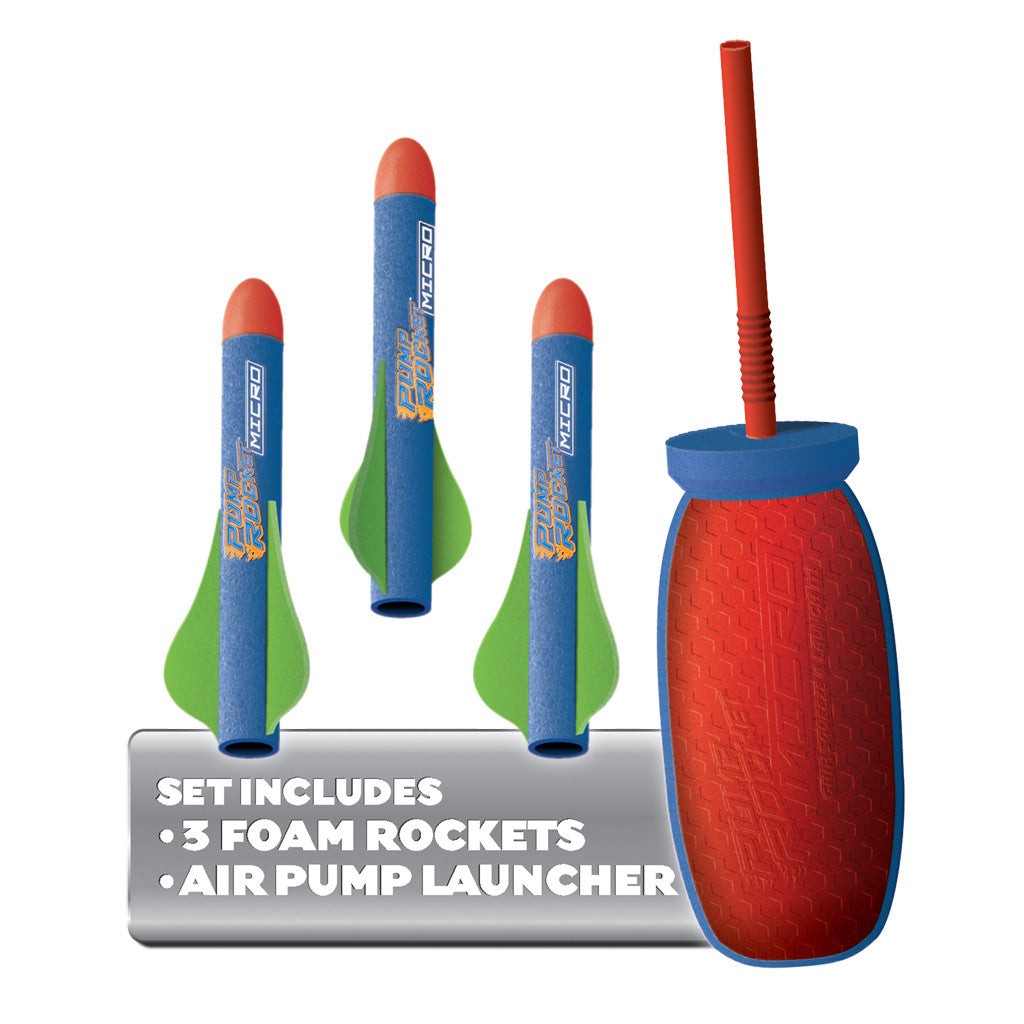 Push Rockets Pump Rocket MICRO SHOTZ Set with 3 Foam Rockets - GeospacePlay