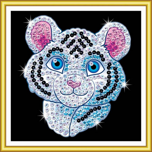 Sequin Art® 60 White Tiger Sparkling Mini Craft Kit - Complete in 1 Hour