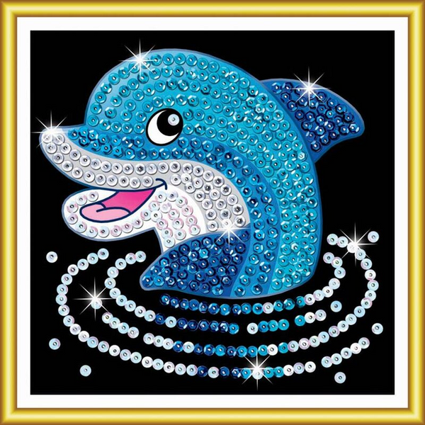 Dolphin Sequin Art® 60 Sparkling Mini Craft Kit - Complete in 1 Hour