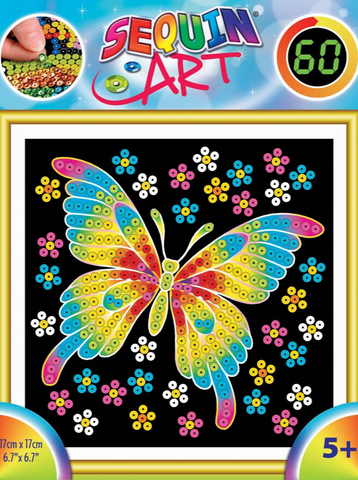 BUTTERFLY Sequin Art® 60 Sparkling Arts & Crafts Picture Kit - Complete in 1 Hour