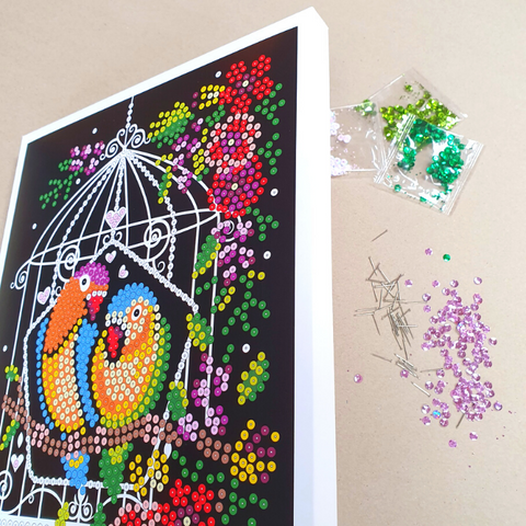 BIRDCAGE Sequin Art® Purple - Sparkling Art Picture Craft Kit