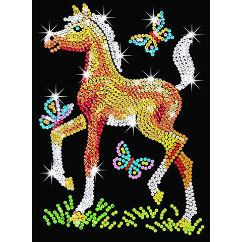 HARLEQUIN HOUND Sequin Art® Purple - Sparkling Rainbow Dog Art Picture -  GeospacePlay