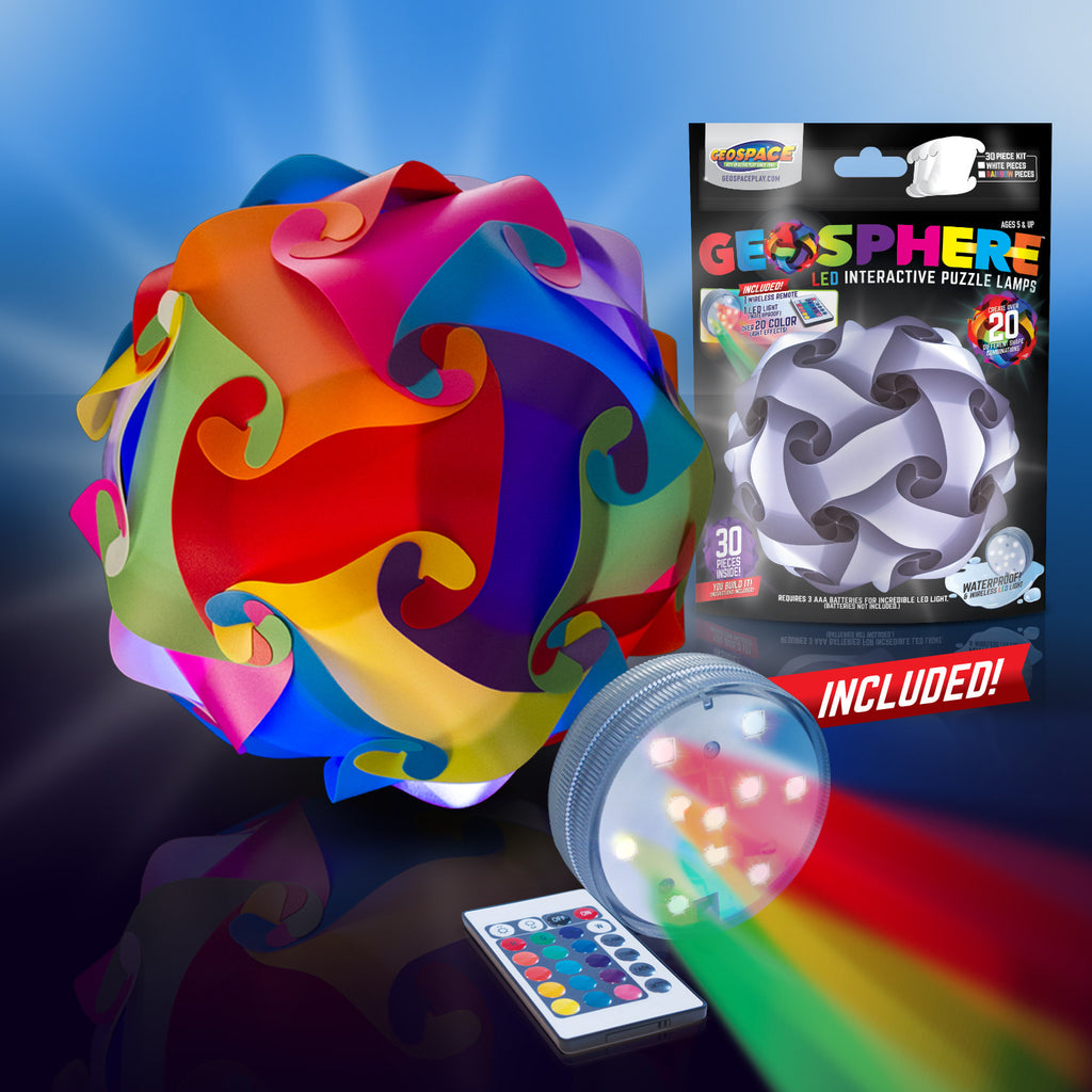 Geosphere™ 12 LED 30pc. Puzzle Lamp Kit & Wireless Remote, Rainbow -  GeospacePlay