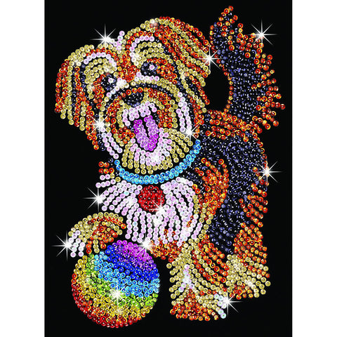 HARLEQUIN HOUND Sequin Art® Purple - Sparkling Rainbow Dog Art Picture -  GeospacePlay