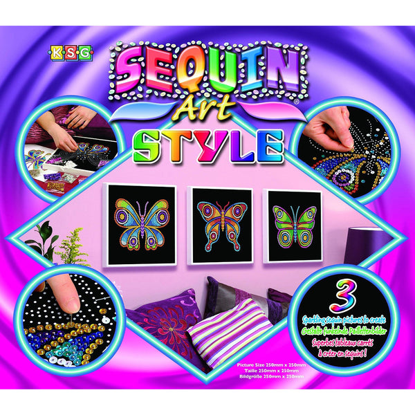Three Butterflies, Sequin Art® Style, Sparkling Arts & Crafts Picture Kit