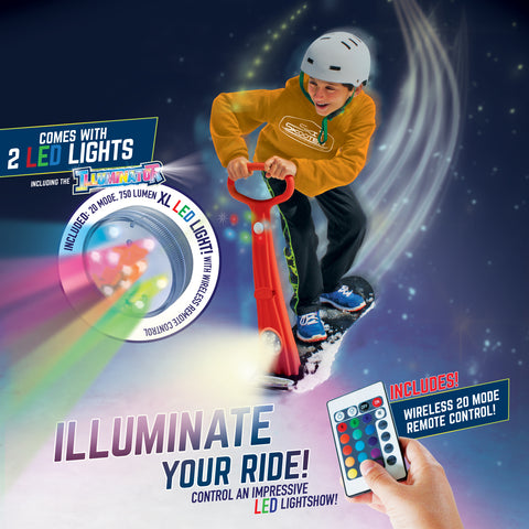 Illuminator Twin LED Ski Skooter Fold-up Snowboard with LED Lights, Assorted Colors