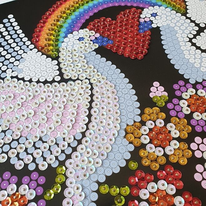 Sequin Art Purple Kit Quadretto Paillettes 'Colombe Della Speranza' 27x36 Cm - Attività Creativa Per Bambini E Adulti Dagli 8 Anni - 2101